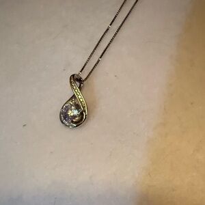 Elegant Silver Pendant Necklace cubic zirconia